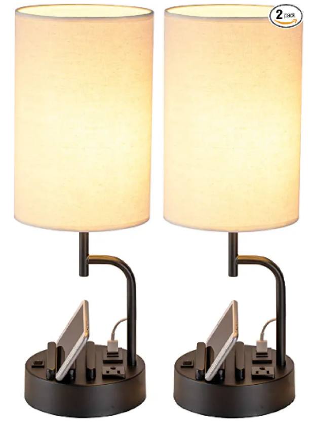 A set of table lamps for bedrooms with a fabric shade ALIOT